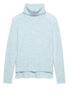 Banana Republic Womens Petite Aire Turtleneck Sweater Frosted Aqua Blue Size S
