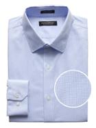 Banana Republic Mens Grant Slim-fit Non-iron Gingham Shirt Marfa Blue Size Xl