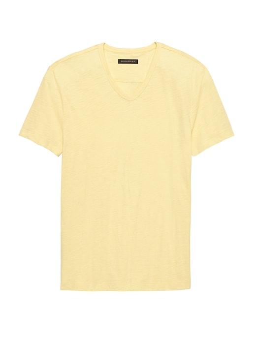 Banana Republic Mens Vintage 100% Cotton V-neck T-shirt Pale Yellow Size M