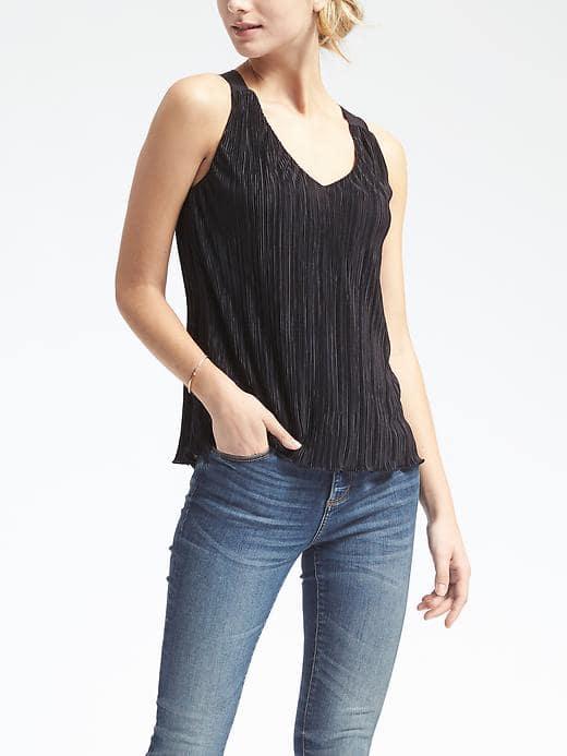 Banana Republic Womens Micro Pleat Vee Tank - Tipo