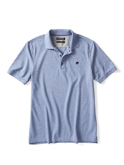 Banana Republic Solid Pique Polo - Light Blue Heather