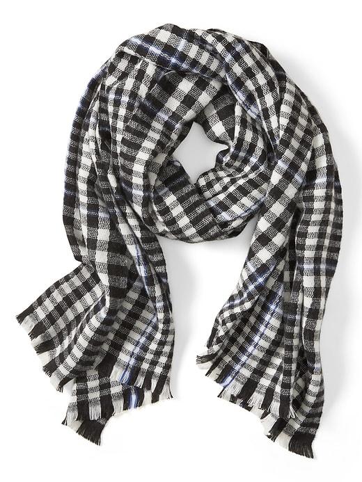 Banana Republic Womens Cozy Checker Plaid Rectangular Scarf Black & White Size One Size