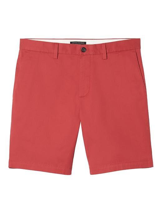 Banana Republic Mens Aiden Slim Stretch Cotton 9 Short - Red