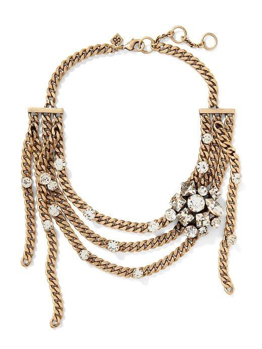 Banana Republic Womens Sparkle Chain Tiered Necklace Gold Size One Size