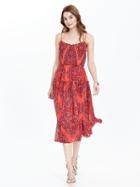 Banana Republic Womens Paisley Strappy Midi Dress Size 0 - Fire Coral