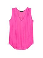 Banana Republic Womens Petite Soft Satin Pleated Drapey Tank Hot Pink Size Xs