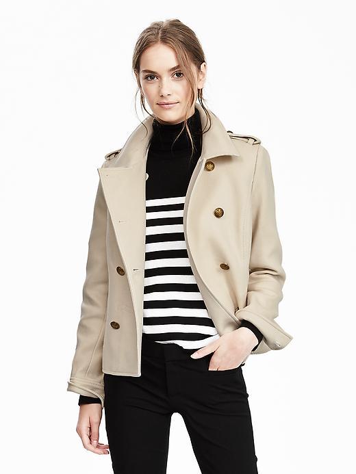 Banana Republic Cropped Peacoat Size S Petite - Stone Twill
