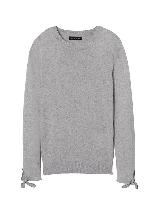 Banana Republic Womens Italian Superloft Bow-cuff Crew Heather Gray Size Xl