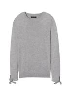 Banana Republic Womens Italian Superloft Bow-cuff Crew Heather Gray Size Xl