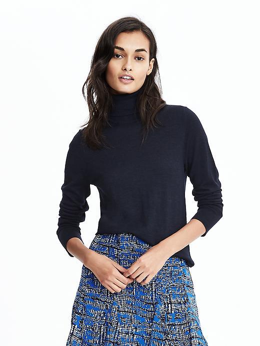 Banana Republic Womens Merino Turtleneck Size L - Navy