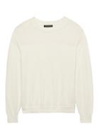 Banana Republic Womens Feather-touch Mixed-stitch Crew-neck Sweater White Size M