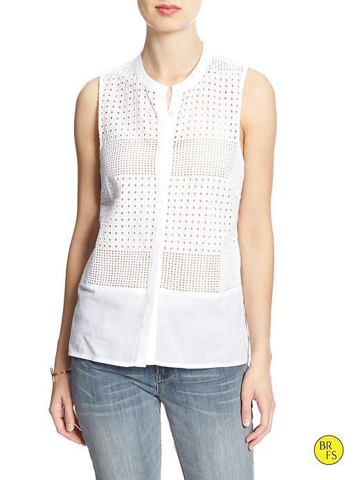 Banana Republic Womens Factory Hi Lo Sleeveless Shirt Size L - White