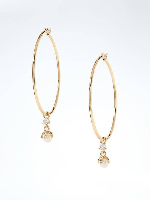 Banana Republic Delicate Pearl Hoop - Cream