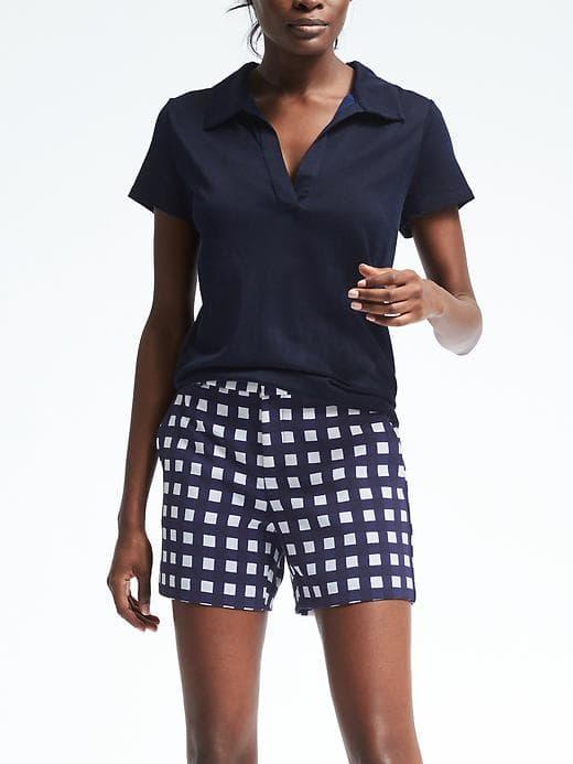Banana Republic Womens Jersey Polo Shirt - Navy