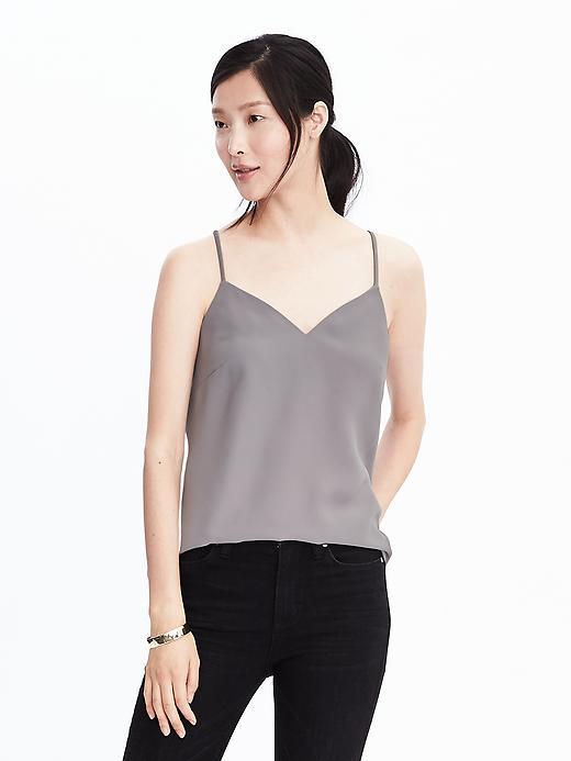Banana Republic Womens Satin Vee Neck Cami - Luxe Grey
