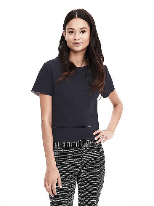 Banana Republic Womens Raw Edge Knit Top Size L - Preppy Navy