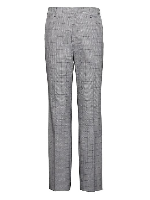 Banana Republic Mens Slim Non-iron Stretch Cotton Plaid Pant Silver Gray Size 32w
