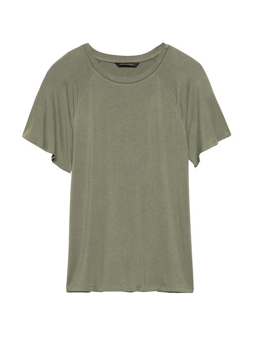Banana Republic Womens Soft Stretch Flutter-sleeve T-shirt Olive Size L