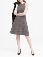 Banana Republic Womens Tweed Racer-neck Fit-and-flare Dress Black, Eggplant & White Tweed Size 6