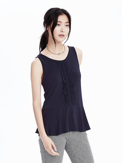 Banana Republic Womens Sleevless Peplum Top Size S - Preppy Navy