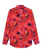 Banana Republic Womens Dillon Classic-fit Floral Shirt Popsicle Red Size M