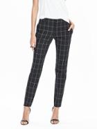 Banana Republic Ryan Fit Windowpane Slim Straight Pant Size 0 Petite - Black Print