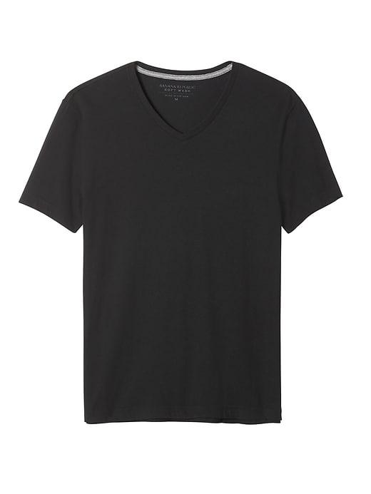 Banana Republic Mens Soft-wash V-neck T-shirt Black Size Xl