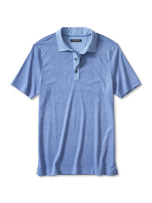 Banana Republic Mens Luxe Touch Textured Polo Size L Tall - Light Blue