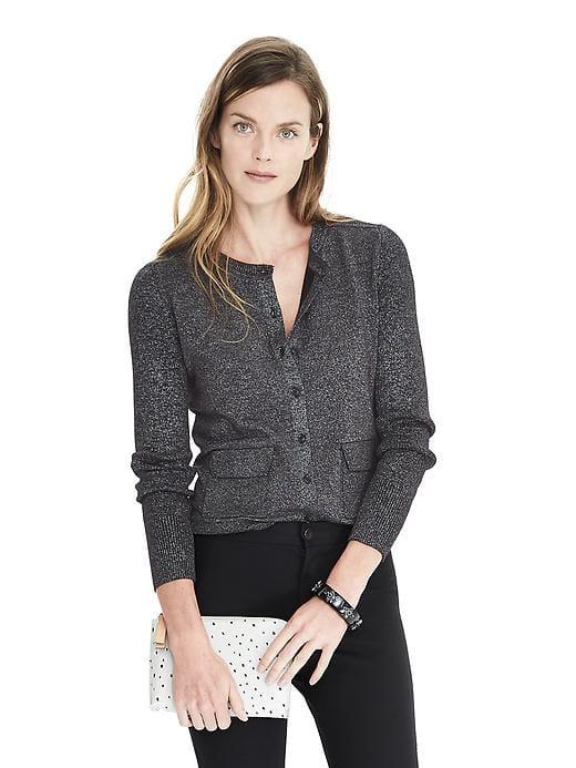 Banana Republic Womens Metallic Pocket Cardigan - Black