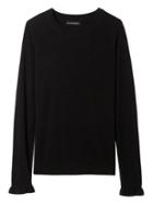 Banana Republic Womens Fine Italian Superloft Ruffle Cuff Pullover Crew - Black