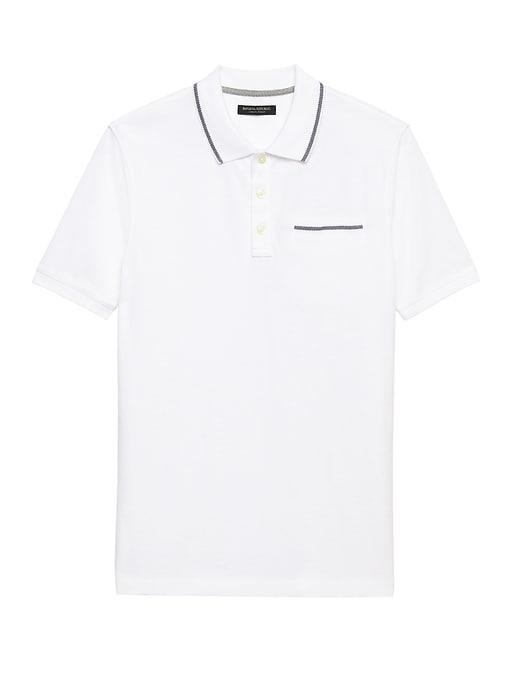 Banana Republic Mens Luxury-touch Polo Shirt Pure White Size Xl
