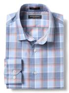 Banana Republic Mens Grant Fit Non Iron Multi Plaid Shirt - Cool Water