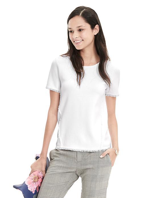 Banana Republic Womens Fringe Short Sleeve Sweater Size M - White