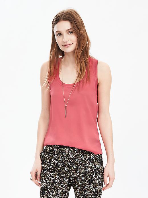 Banana Republic Rib Knit Tank Size L Petite - Perfect Coral