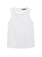Banana Republic Womens Petite Fringe-trim Super-stretch Shell White Size S