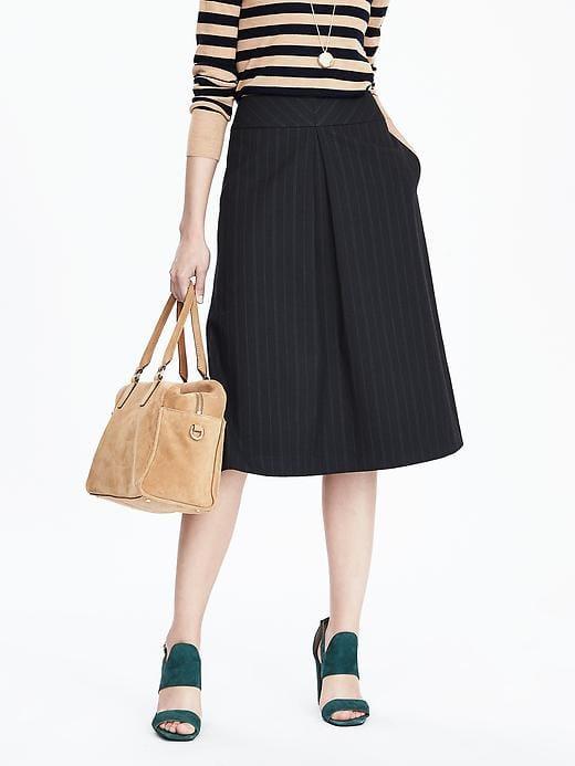 Banana Republic Womens Navy Stripe Midi Skirt Bold Blue Stripe Size 6