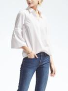 Banana Republic Womens Ruffle Bell Sleeve Shirt - White