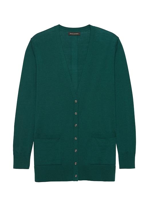 Banana Republic Womens Machine-washable Merino Boyfriend Cardigan Sweater Forest Pine Size L