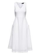 Banana Republic Womens Petite Lace Fit-and-flare Midi Dress With Pockets White Size 2