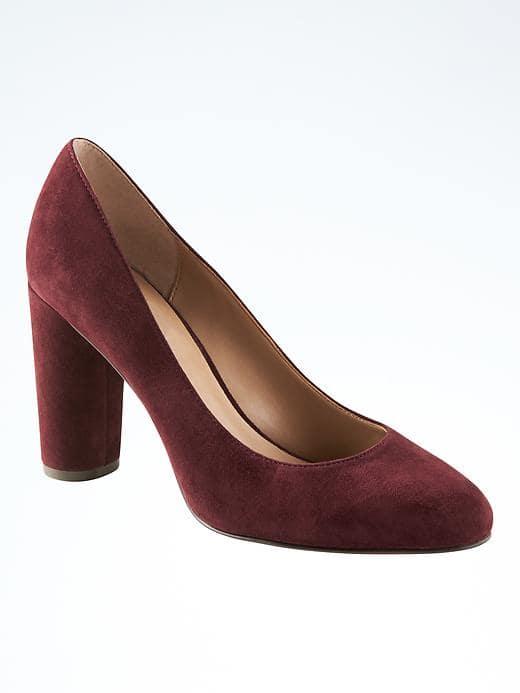 Banana Republic Almond Toe Round Heel Pump - Burgundy Suede