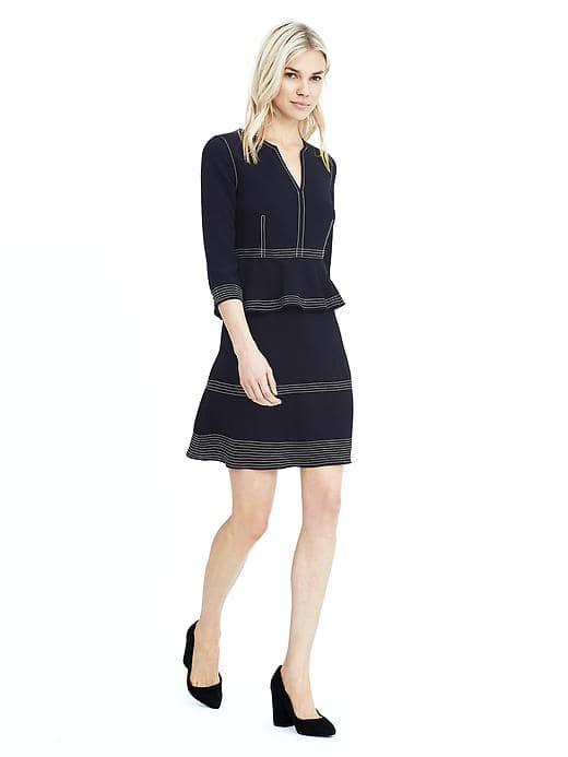 Banana Republic Womens Crepe Stitch Dress - Preppy Navy