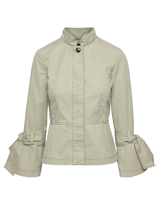Banana Republic Womens Petite Bow-sleeve Utility Jacket Cardon Green Size Xs