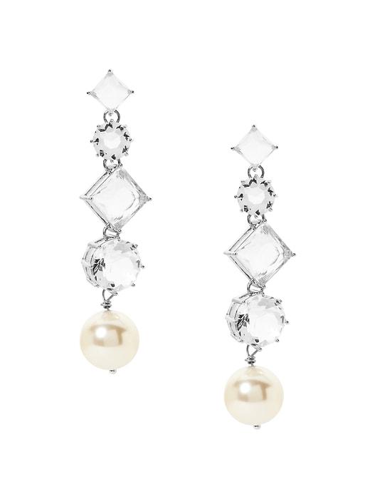 Banana Republic Womens Ballet Pearl Linear Earring Clear Size One Size