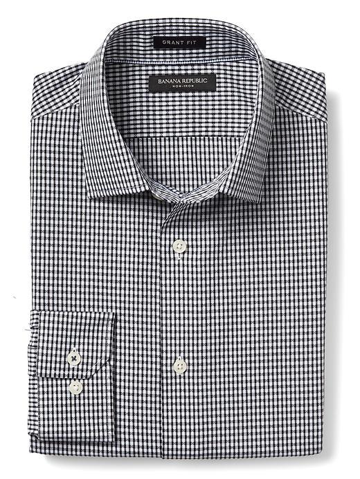 Banana Republic Mens Grant Fit Non Iron Dobby Shirt - Black