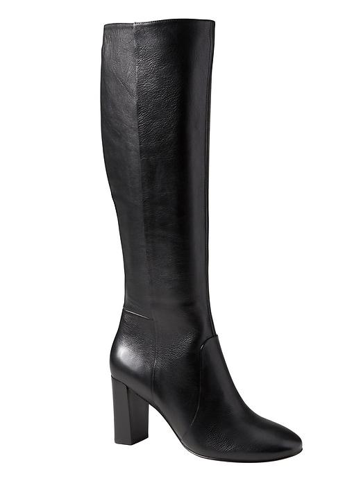 Banana Republic Womens Tall Block-heel Boot Black Leather Size 6