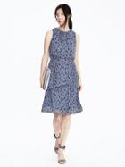 Banana Republic Womens Pleated Dot Print Dress Size 0 Petite - Blue Print