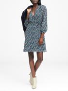 Banana Republic Womens Floral Wrap Dress Green & Blue Floral Size 4