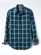 Banana Republic Mens Grant Fit Custom Wash Blue Plaid Shirt - Winter Blues