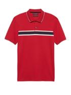 Banana Republic Mens Luxury-touch Chest Stripe Polo Shirt Chili Pepper Red Size L