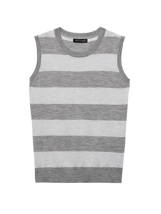 Banana Republic Womens Machine-washable Merino Sweater Shell Gray Stripe Size S